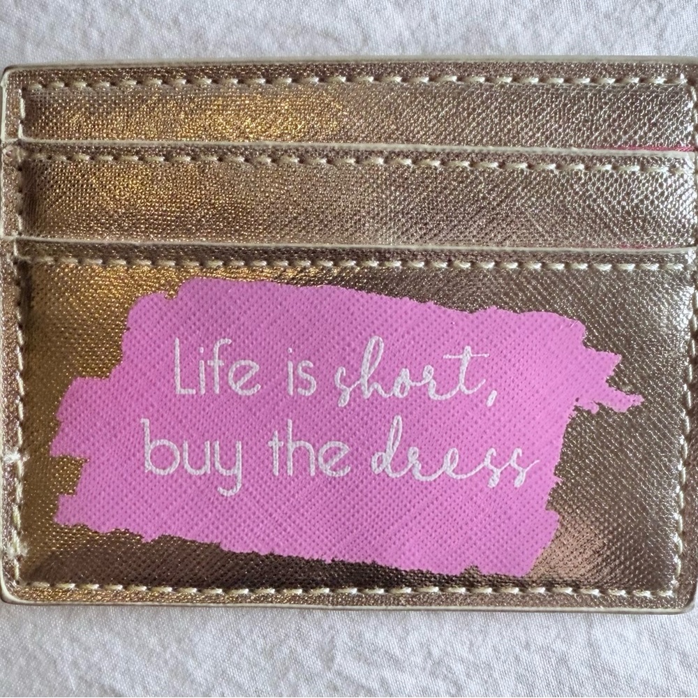 Gold Card Holder with Pink Accent